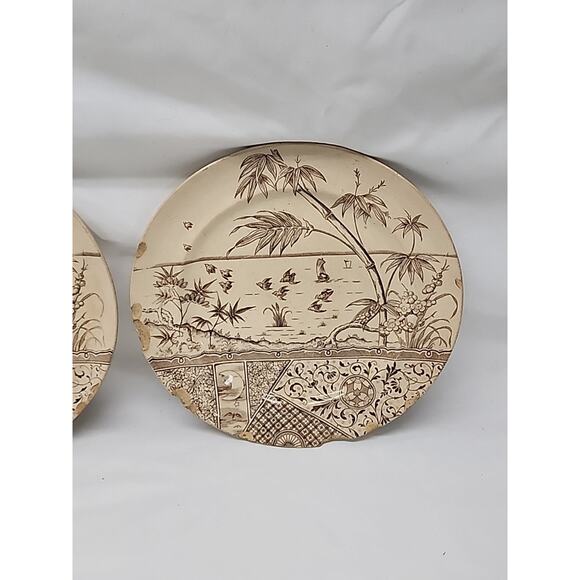 2 Vintage Melbourne Mayers G&W Brown Transfer Ware Plate 8" Inch Plates Antique - Picture 7 of 7